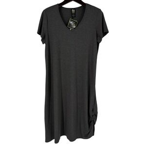 Pure Essence Urbanology Womens Bamboo Adjustable Ruched Midi Dress Size XL Gray